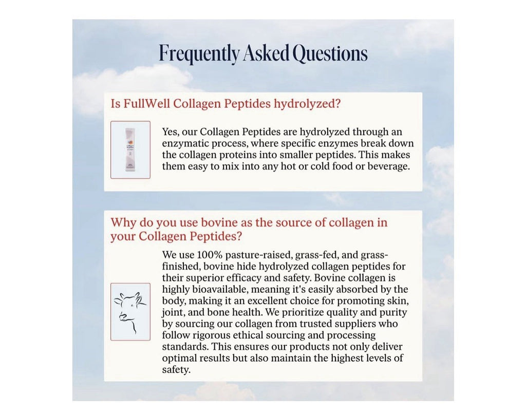 FullWell Collagen Peptides Powder Sticks Unflavored Skin Health 30 Sticks