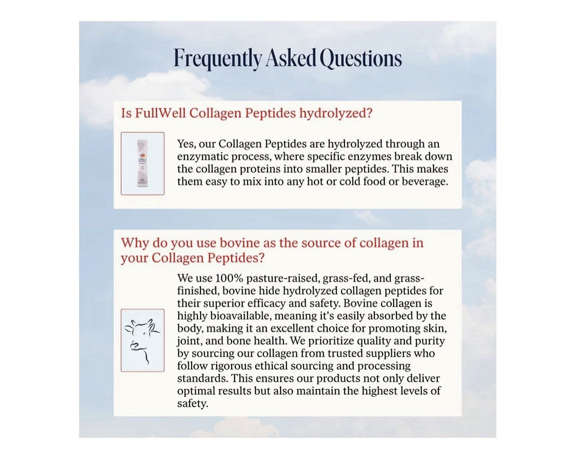 FullWell Collagen Peptides Powder Sticks Unflavored Skin Health 30 Sticks