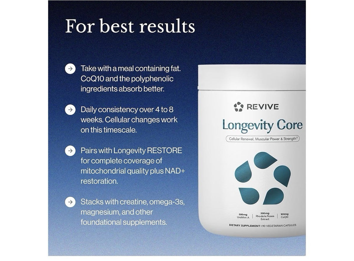 Revive Longevity Core Cellular Renewal Muscular Power Healthy Aging 90 Capsules