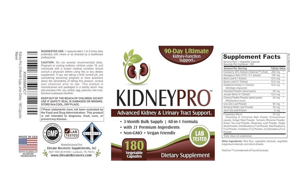 KidneyPRO Advances Kidney & Urinary Tract Support Supplement Women & Men 180Caps