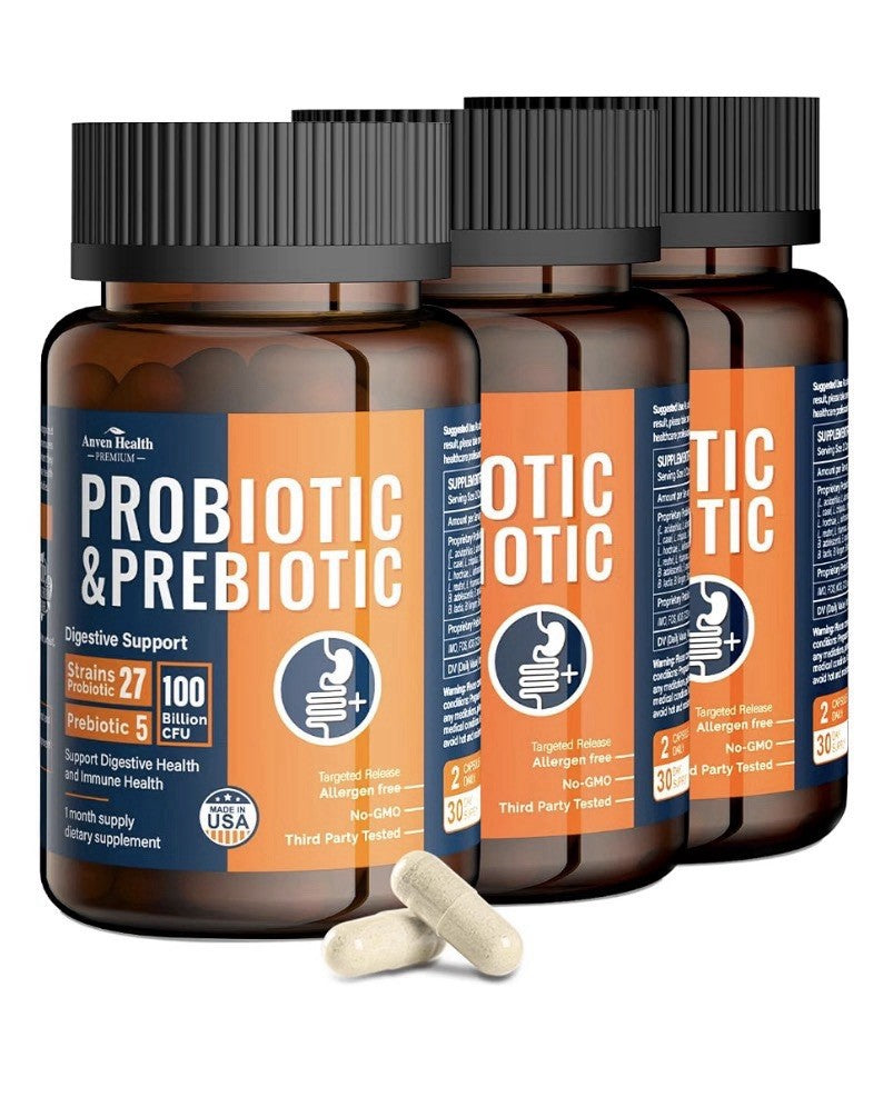 3Pack Anven Health Probiotic Prebiotic 100 Billion CFU for Men, Women 27 Strains
