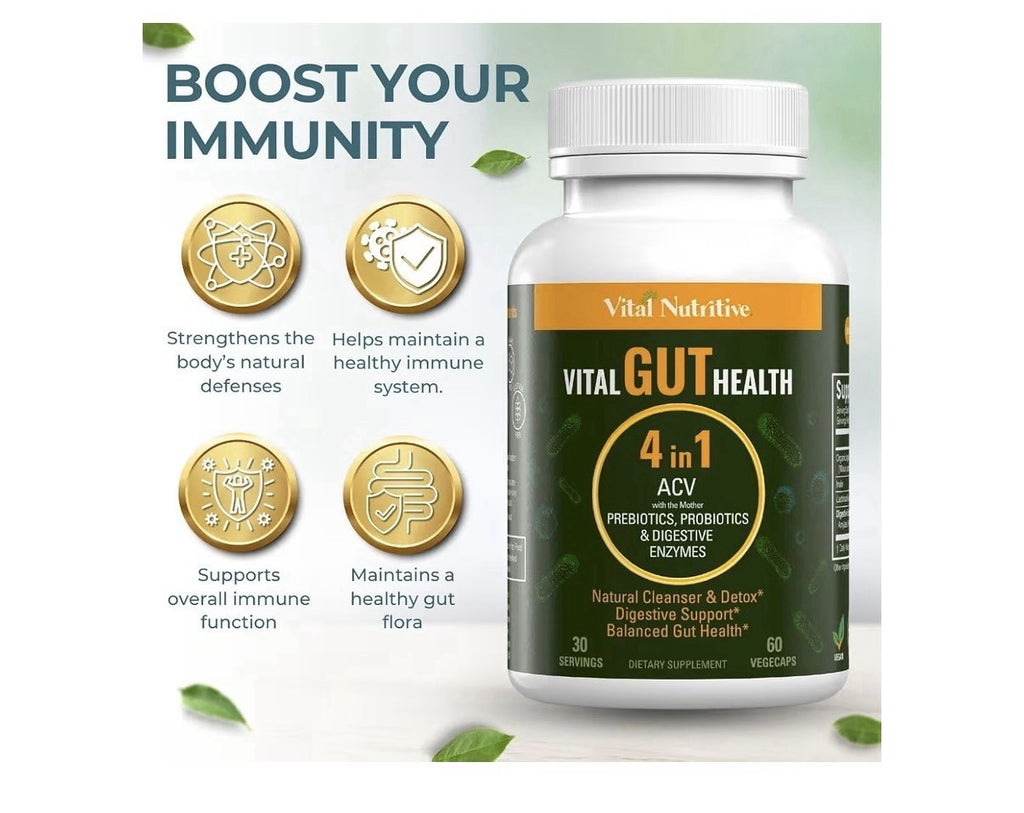 2 Pack Vital Nutritive Vital Gut Health 4inl with Apple Cider Vinegar Prebiotics