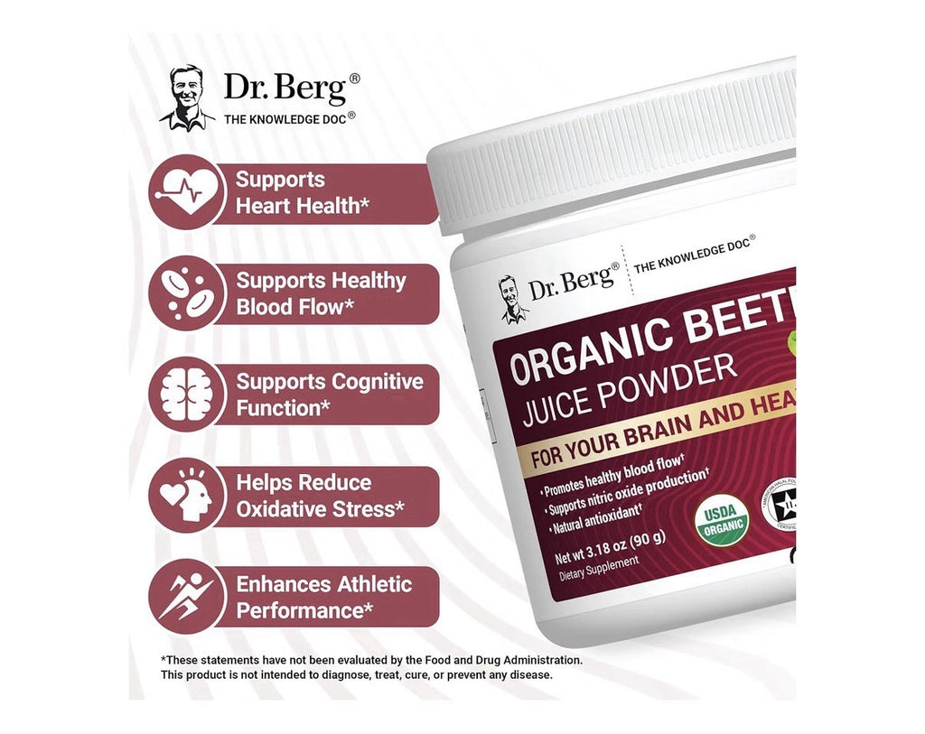 Dr Berg Organic Beetroot Juice Powder For Your Brain And Heart Blood Flow 3.18oz