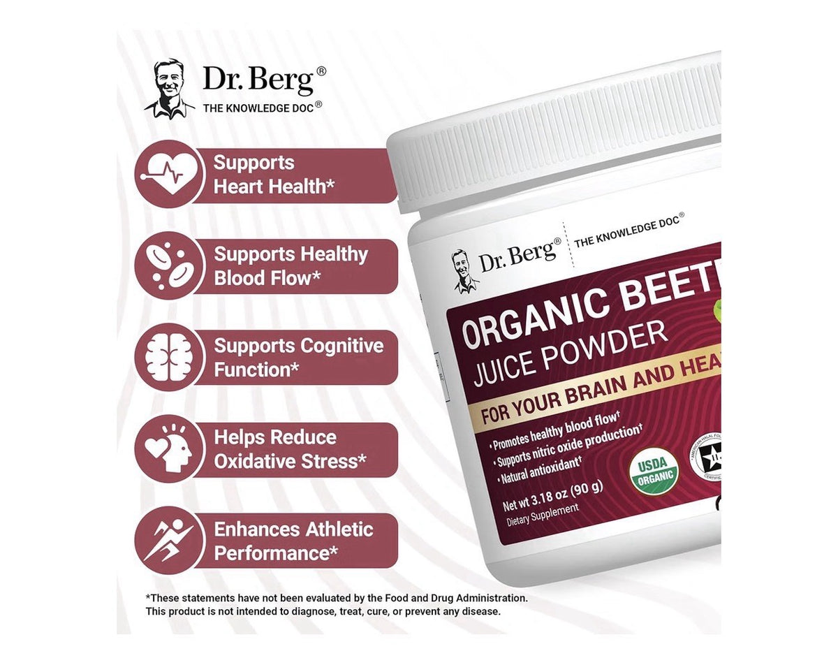 Dr Berg Organic Beetroot Juice Powder For Your Brain And Heart Blood Flow 3.18oz