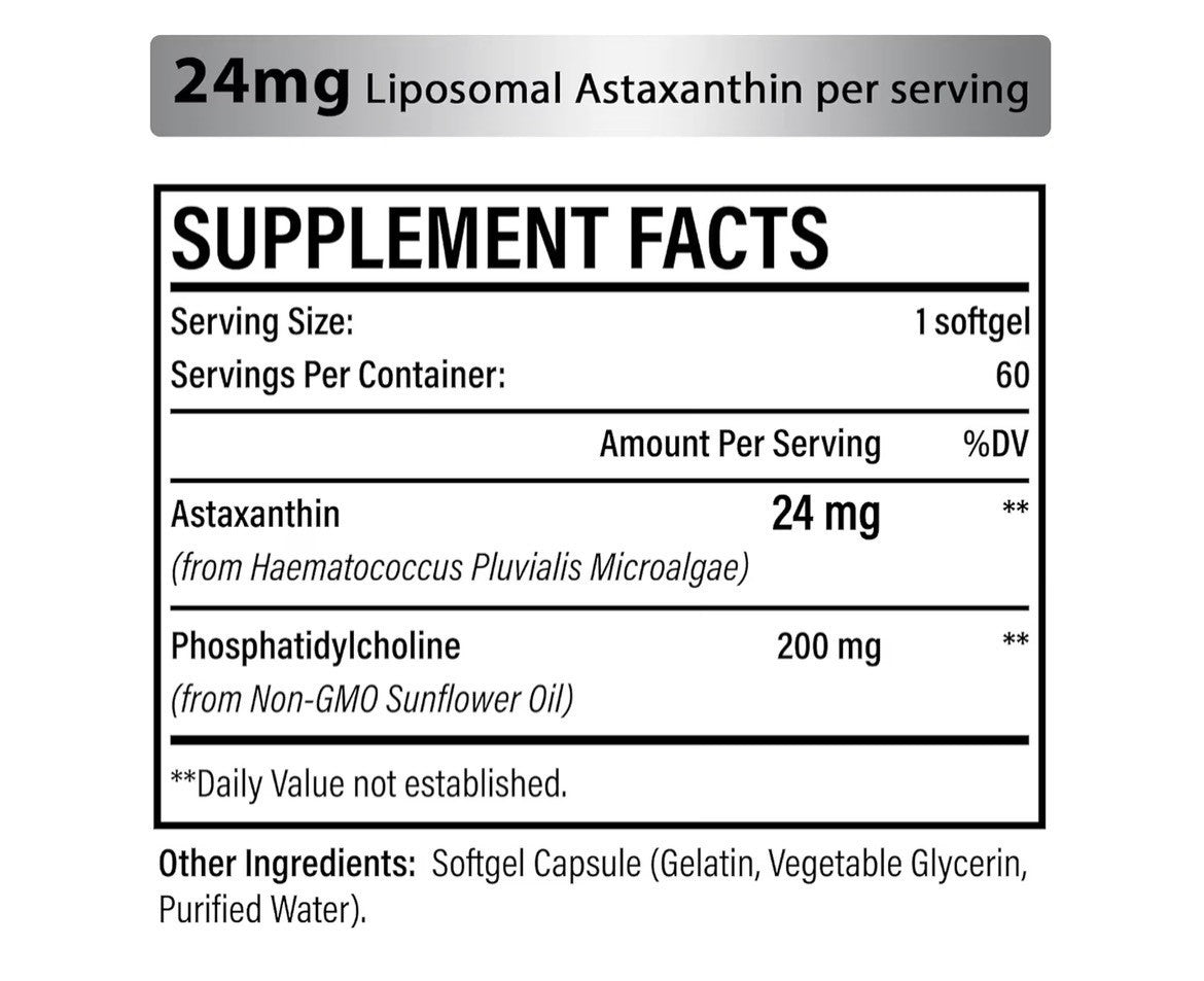 Osasuna Liposomal Astaxanthin Supplement 24 MG Maximum Absorption 60 Softgels