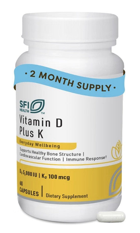 SFI Health Vitamin D Plus K Healthy Bone structure Immune Support 60 Capsules