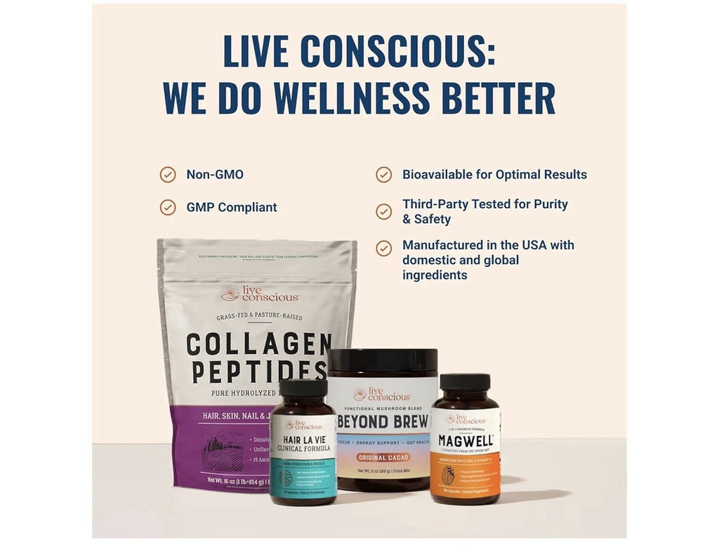 Live Conscious Magwell Magnesium Glycinate, Malate & Citrate Women & Men 2 Pack