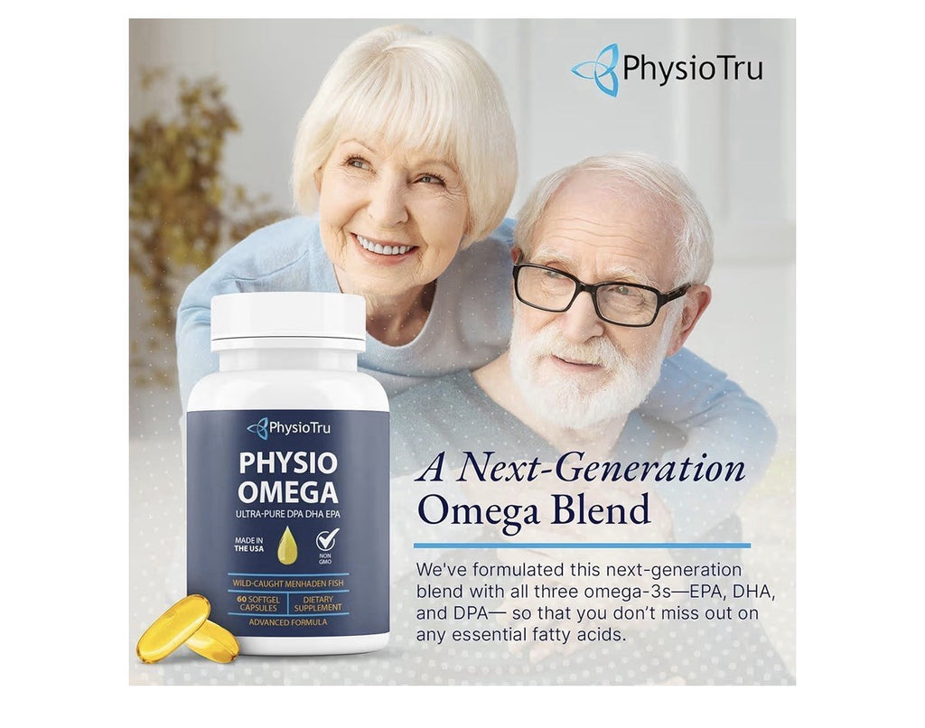 PhysioTru Physio Omega 2400mg Fish Oil with Omega 3 Fatty Acid Supplement 60sgel