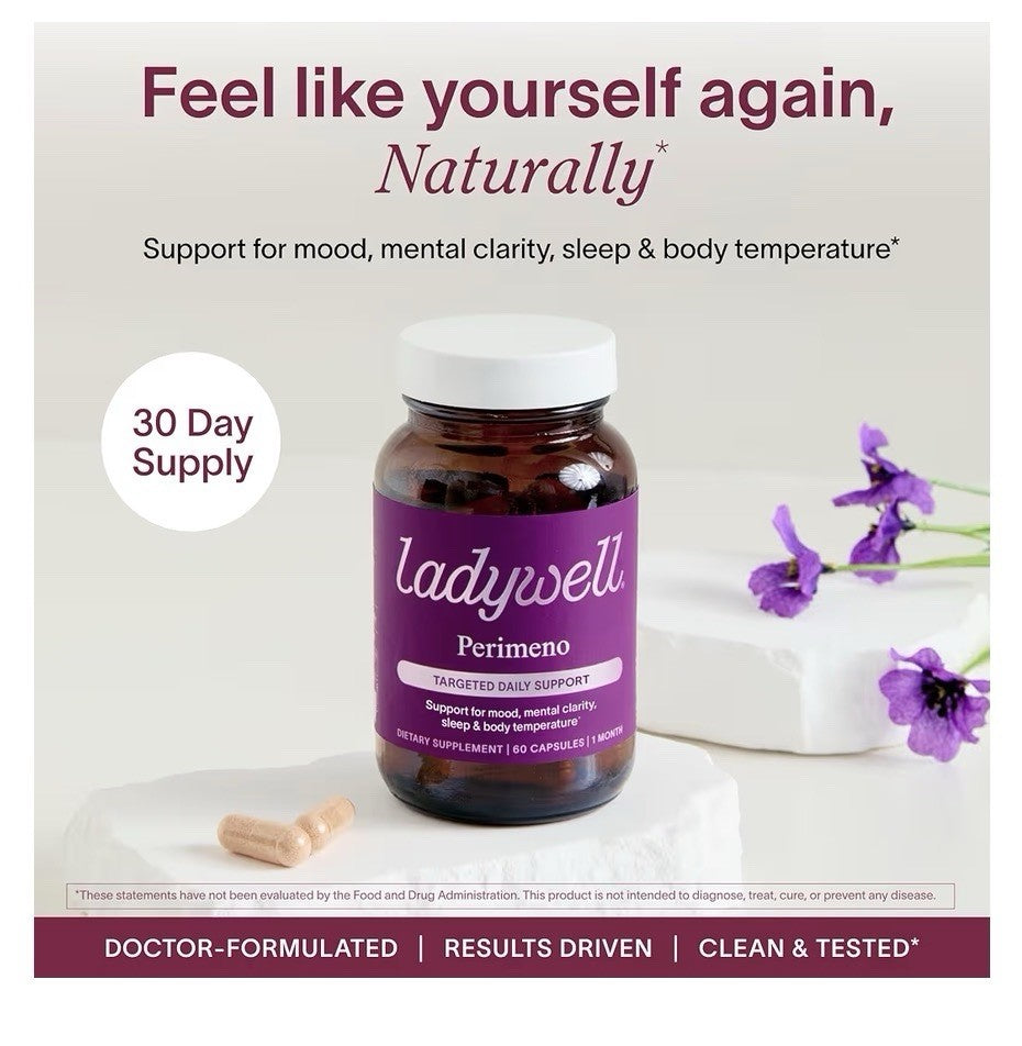 Ladywell Perimeno Perimenopause Support for Mood Mental Clarity Sleep 60Capsules