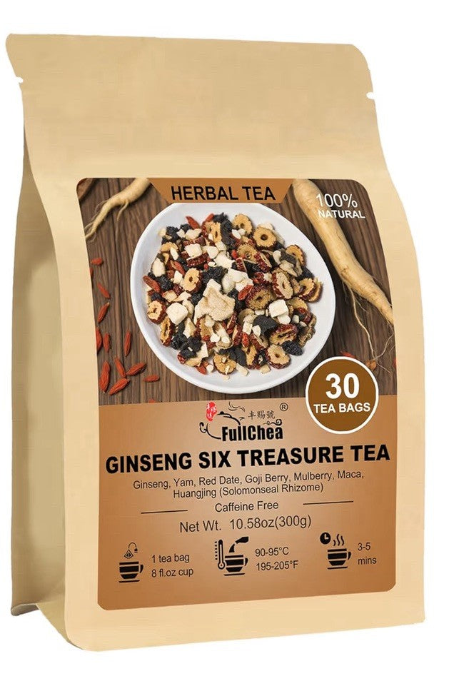 FullChea Ginseng Six Treasure Herbal kidney detox cleanse Support Wellness 30Tb 