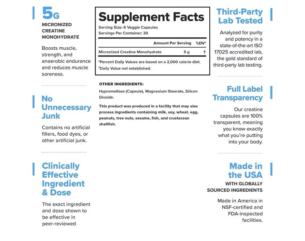LEGION Micronized Creatine Capsules Monohydrate Muscles Workout Recovery 180caps