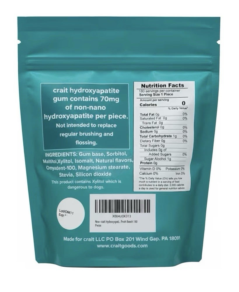 crait Hydroxyapatite Gum With Xylitol Remineralizing Fresh Breath Mint 180pieces