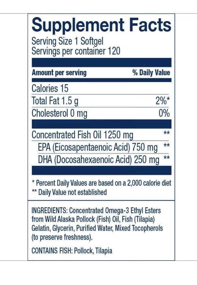 Wiley's Finest Wild Alaskan Fish Oil Peak EPA Heart  Joint Support 120 Softgels