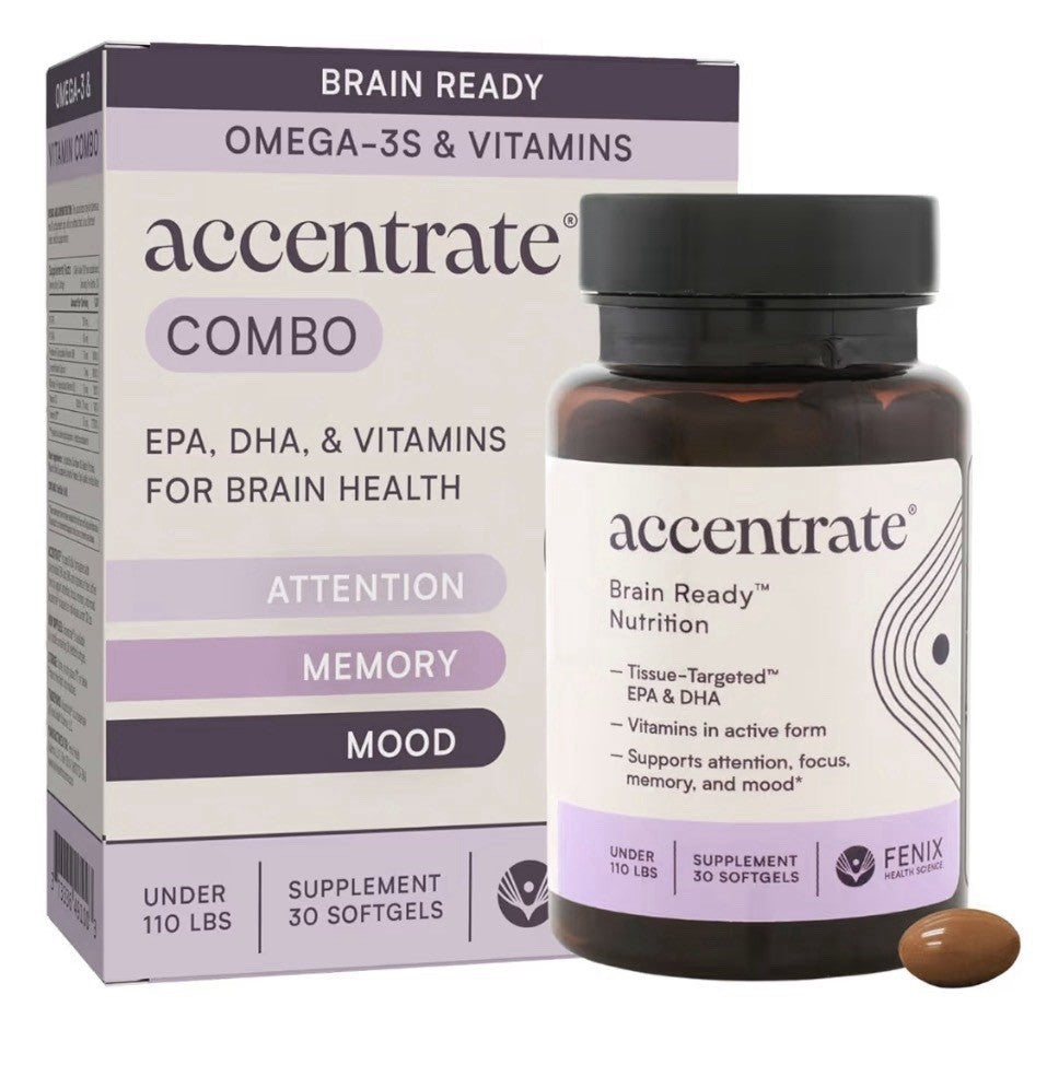 Accentrate Combo Focus Kids Supplement Methylated Vitamin B Complex Omega 30Caps