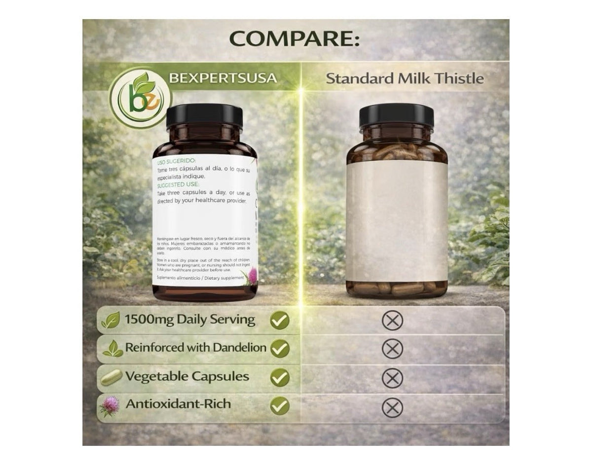 B-Experts Cardo Mariano reforzado con diente Leon Milk Thistle Dandelion 90 Caps