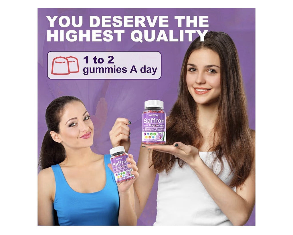 2 Pack Nextdia Saffron with Magnesium + Rosemary Extract 4 Months Supply Gummies