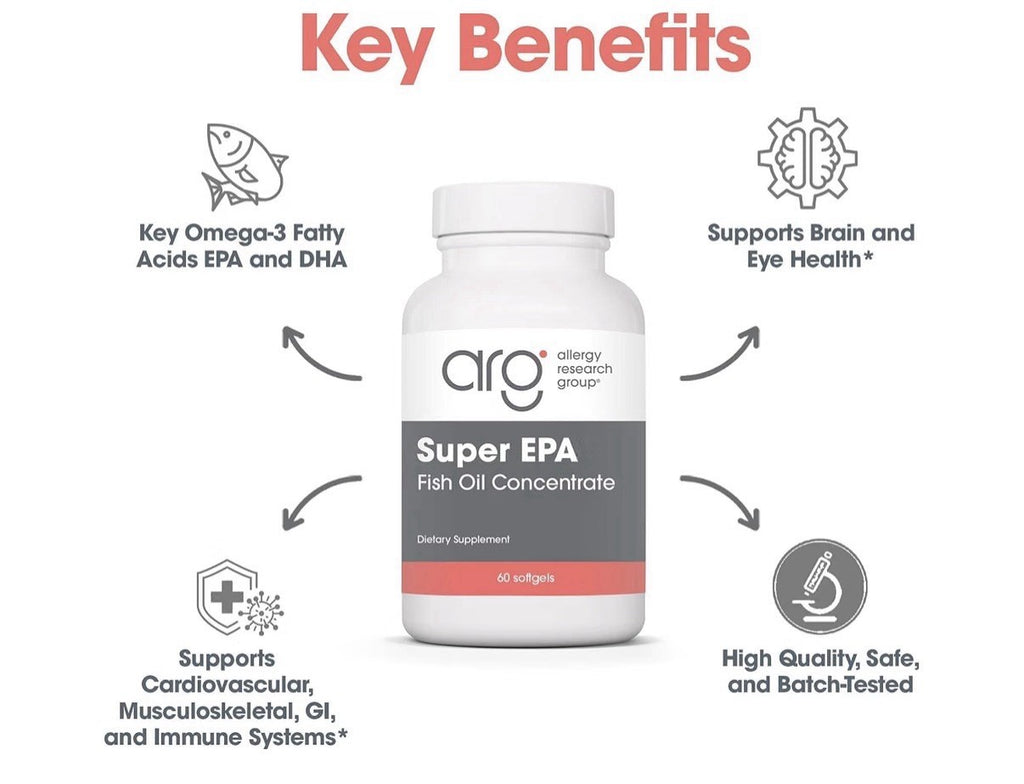 ARG Super EPA Fish Oil Concentrate DHA Cardiovascular Brain Health 60 Softgels