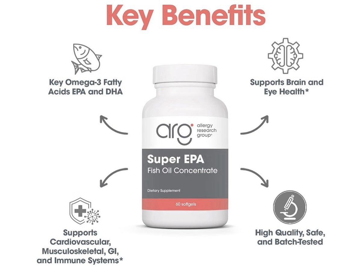 ARG Super EPA Fish Oil Concentrate DHA Cardiovascular Brain Health 60 Softgels