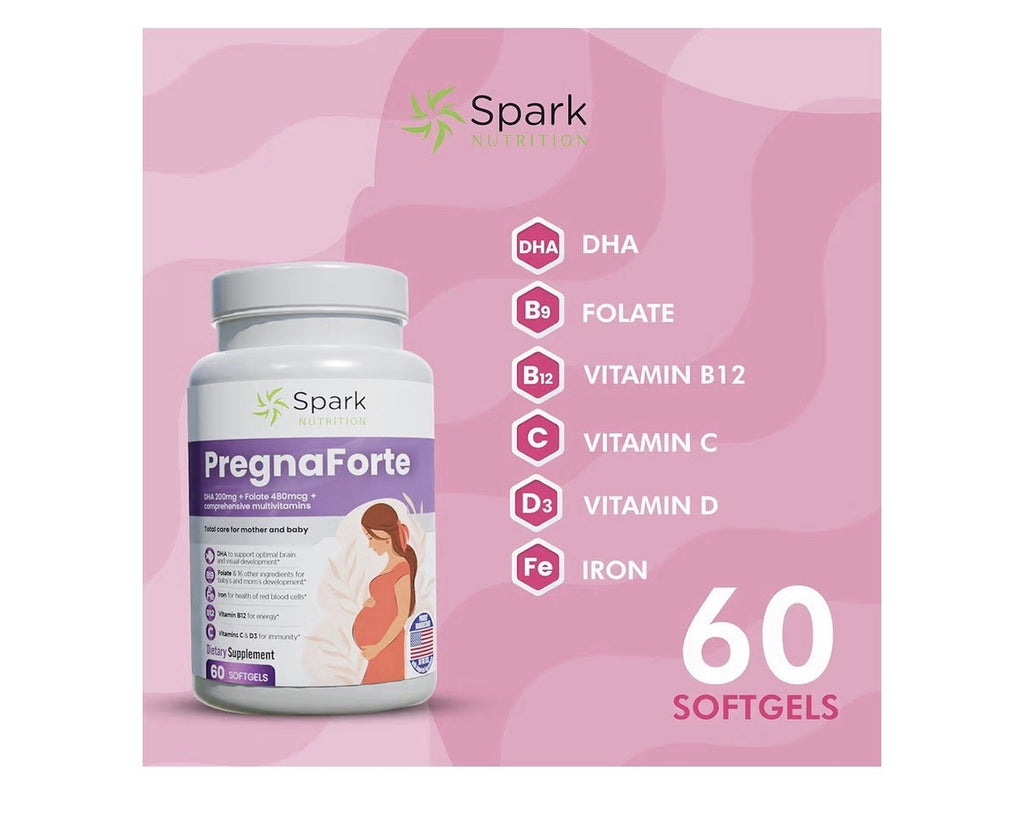 Spark Nutrition Pregnaforte 1 a day Prenatal vitamins for women 2 month Supply