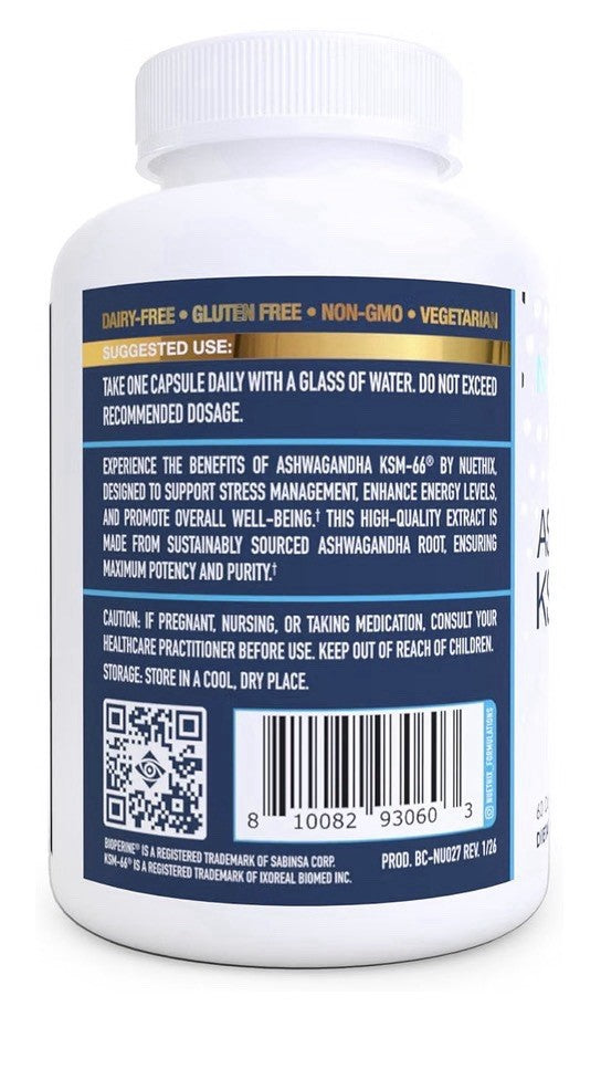 NuEthix Formulations Ashwagandha KSM 66 Mood Stress Cognitive Support 60 Capsule