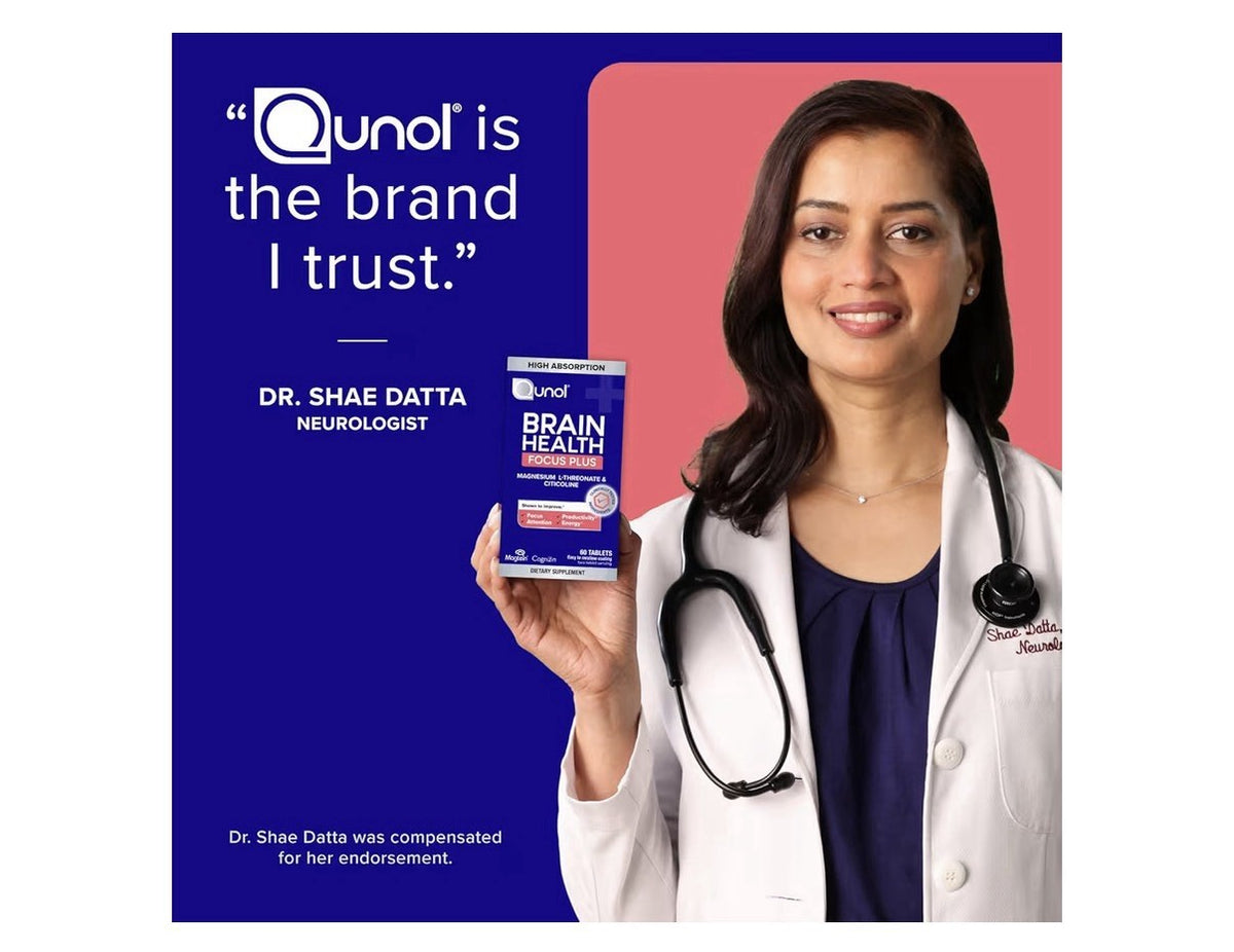 Qunol Brain Health Focus Plus Focus Alertness Productivity Energy 60 Tablets