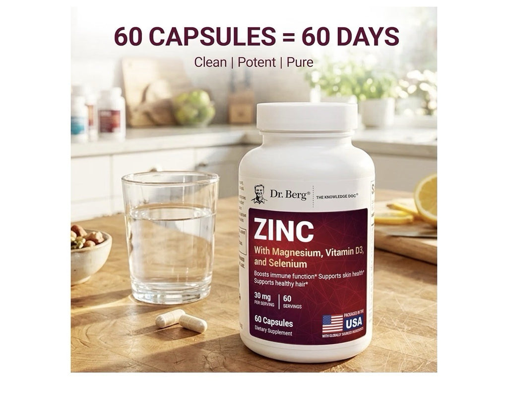 Dr. Berg Zinc With Magnesium Vitamin D3 Selenium Immune Skin Hair Support 60caps