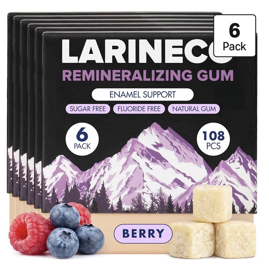 Larineco Remineralizing Gum Hydroxyapatite Xylitol Gum Berry Flavor 6 Pack