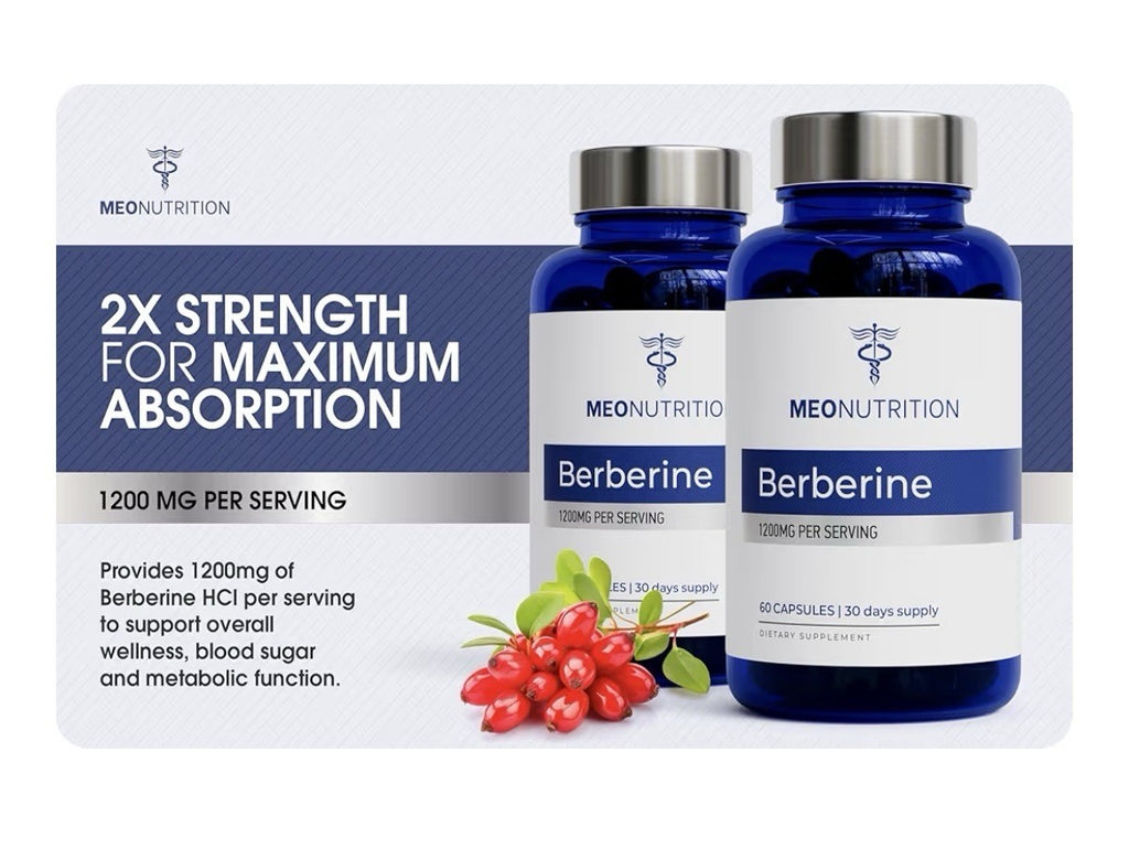 Meo Nutrition Berberine Supplement 1200mg HCI Metabolic Overall Health 60Capsule