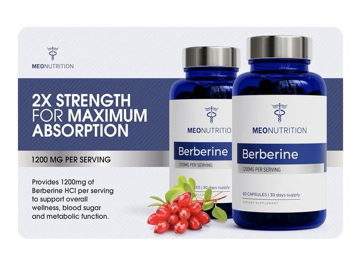 Meo Nutrition Berberine Supplement 1200mg HCI Metabolic Overall Health 60Capsule