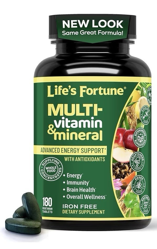 Life's Fortune Multivitamin Mineral Energy Immunity Brain Overall Wellness 180Ta