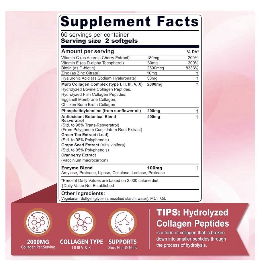 2 Pack Nextdia Hydrolyzed Collagen Peptides 2000 MG For Women Skin Hair Nails