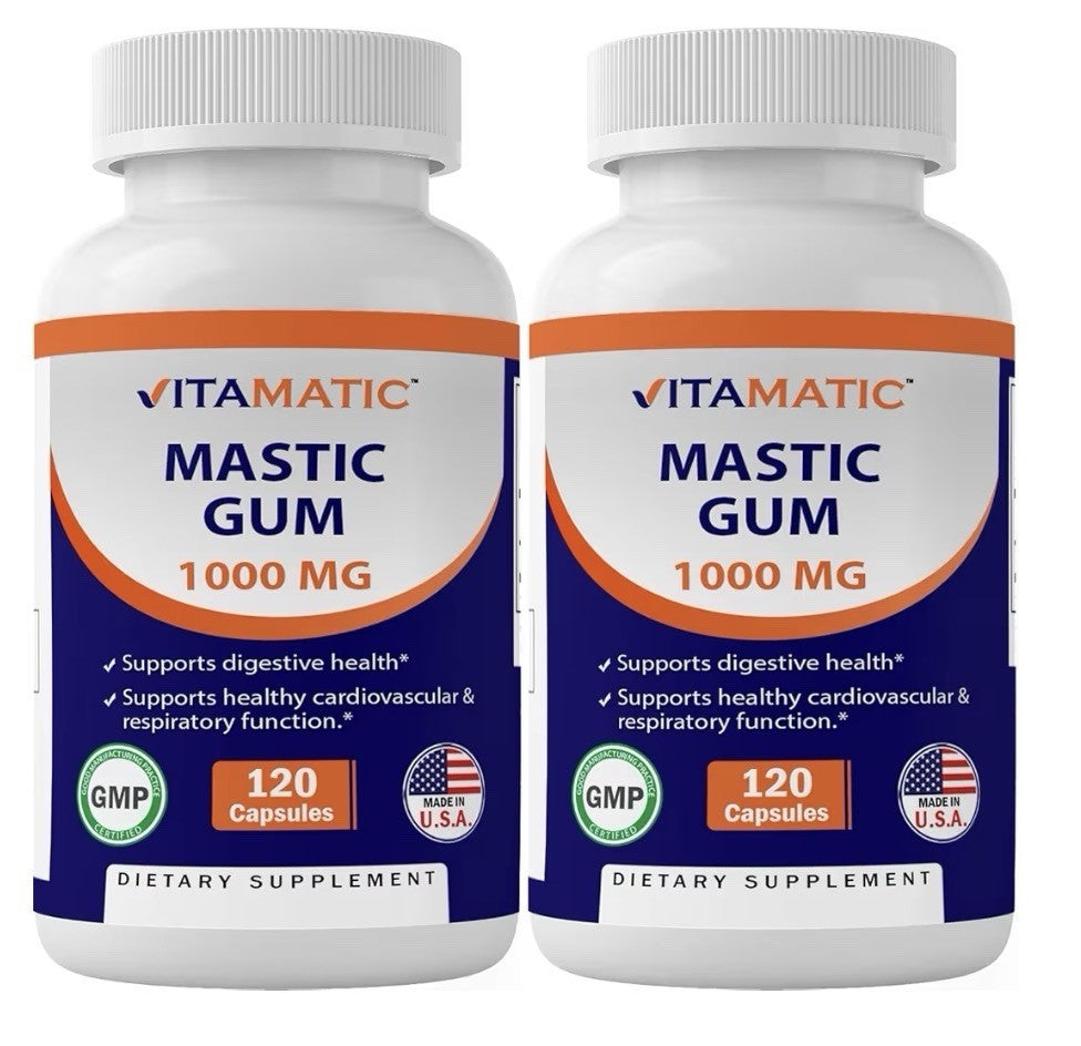 2Packs Vitmatic Mastic Gum 1000mg Gastrointestinal, Immune, Oral Health 240 Caps