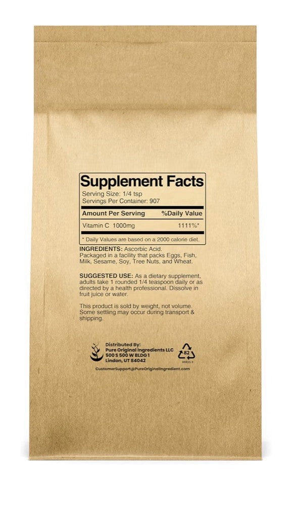 PURE ORIGINAL INGREDIENTS Vitamin C Powder Ascorbic Acid Food Grade 2 Lb