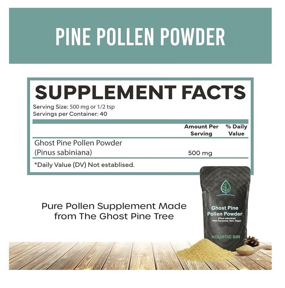 Holistic Ghost Pine Pollen Powder Pinus Sabiniana Golden California 40 Servings