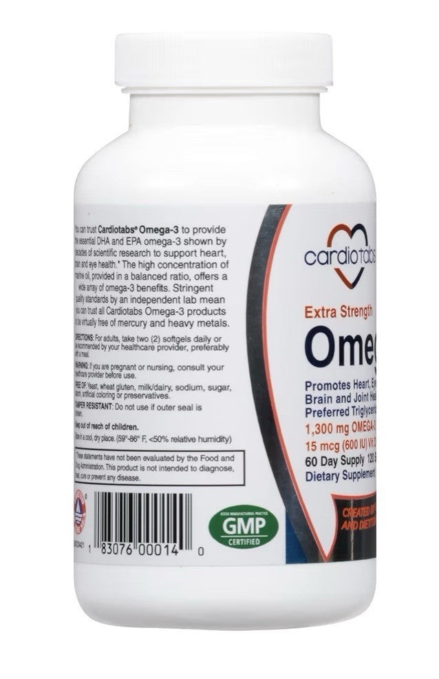 CardioTabs Omega-3 Fish Oil Triglyceride Form Joint Brain Heart Eye Health 180sg