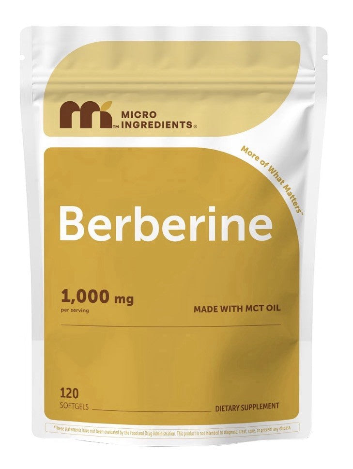 Micro Ingredients Berberine 1000mg with Mct Oil High Bioavailable 120 Softgels