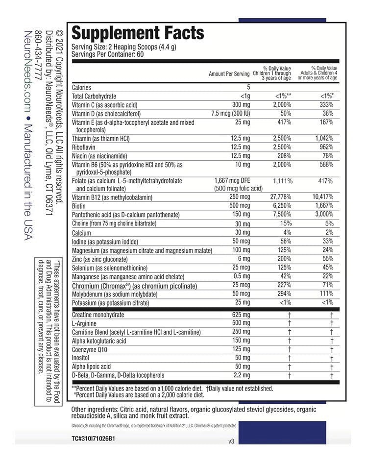 SpectrumNeeds® by NeuroNeeds Comprehensive Nutritional Support 252 grams Berry