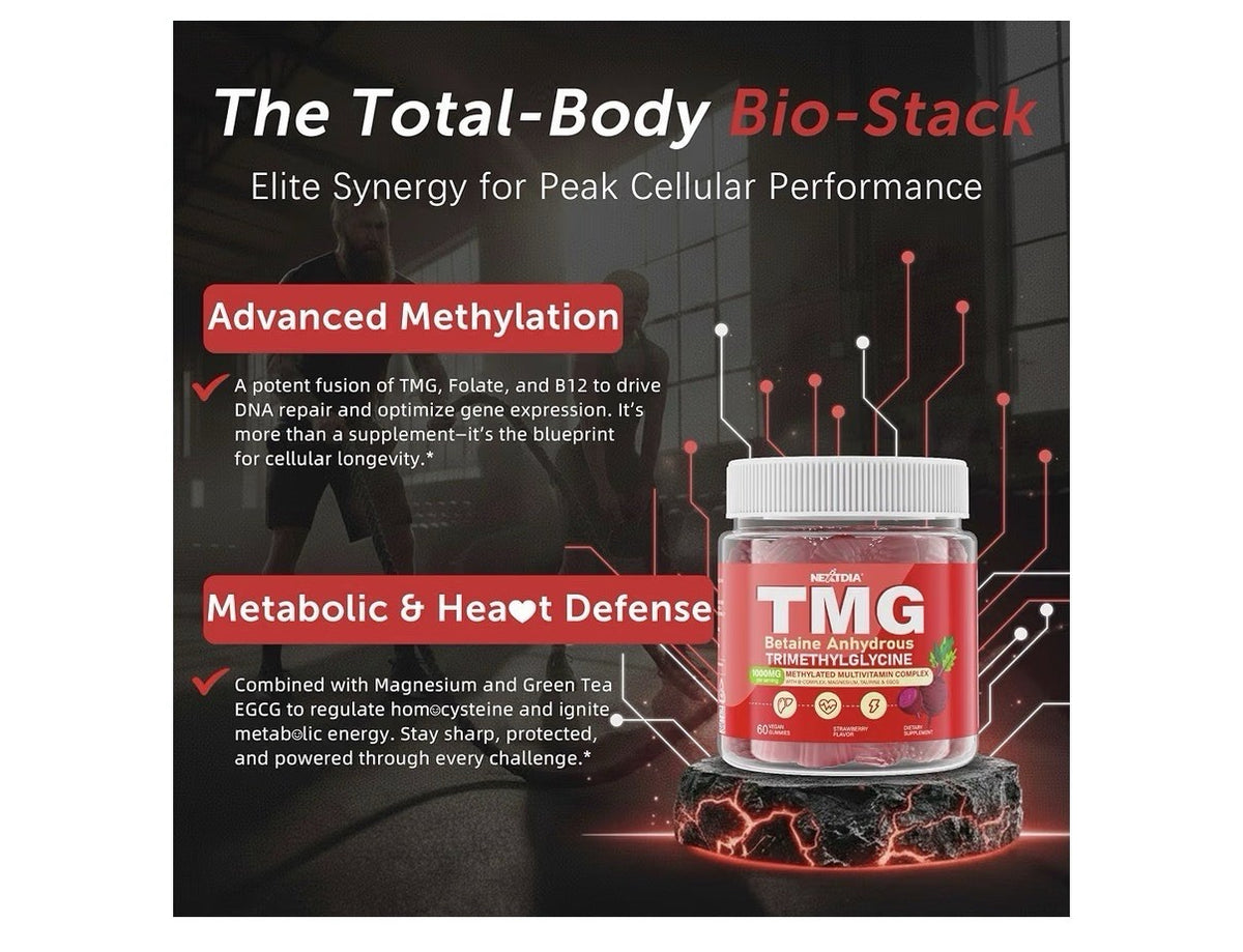 Nextdia TMG Gummies Betaine Anhydrous Trimethylglycine Methylated Vitamins 2Pack