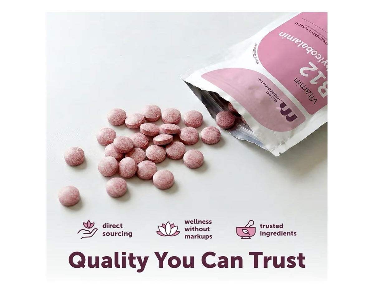 Micro Ingredients Vitamin B12 Methylcobalamin 5,000 mcg 240 Chewable Tablets
