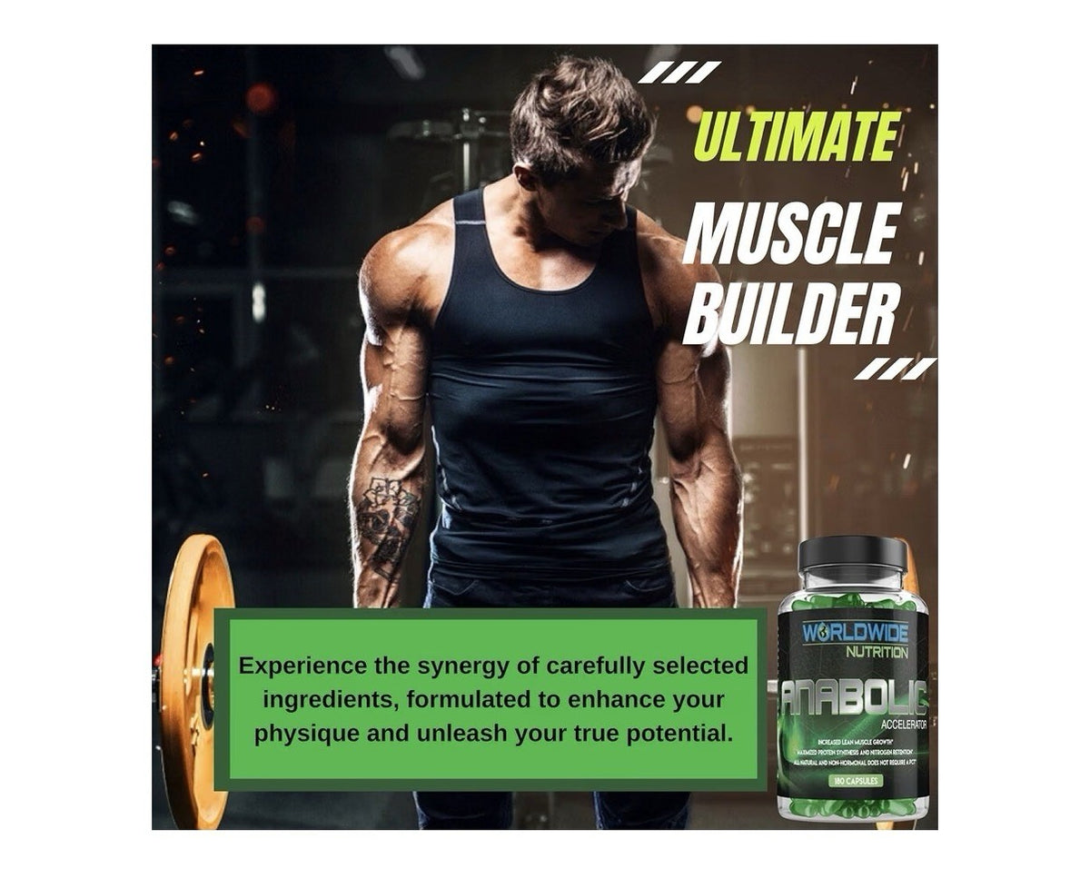 Worldwide Nutrition Anabolic Accelerator For Men Energy Workout Recovery 180caps