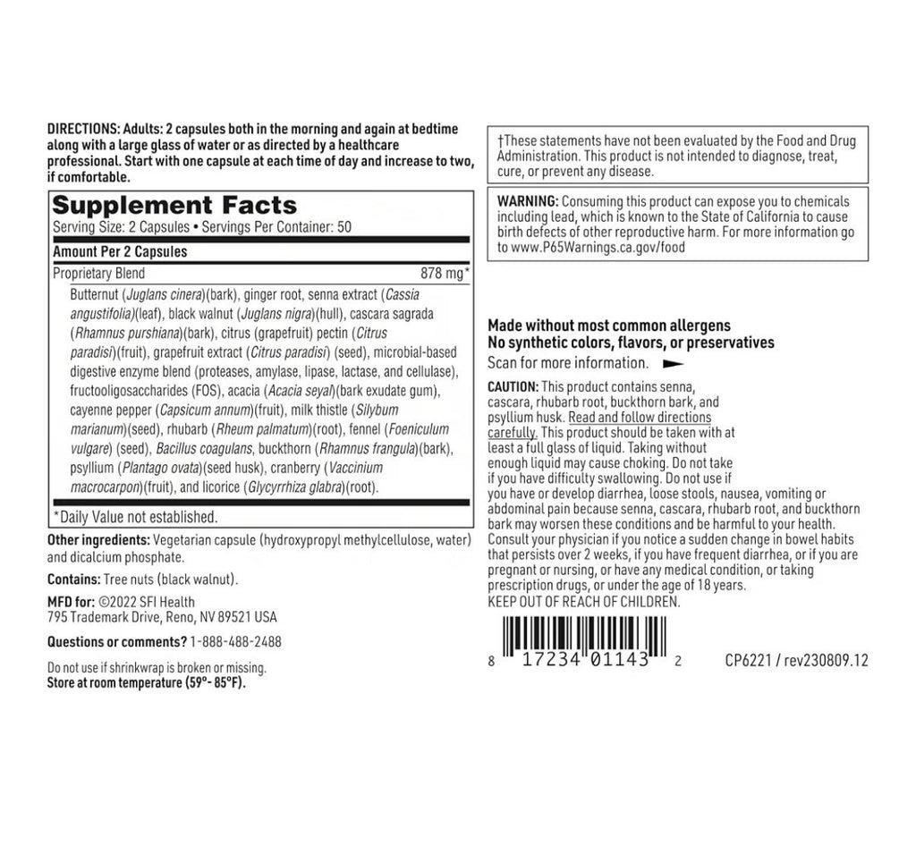 SFI Health Colon Cleanse Supports GI Detox Proprietary Botanical Probiotic 100ca