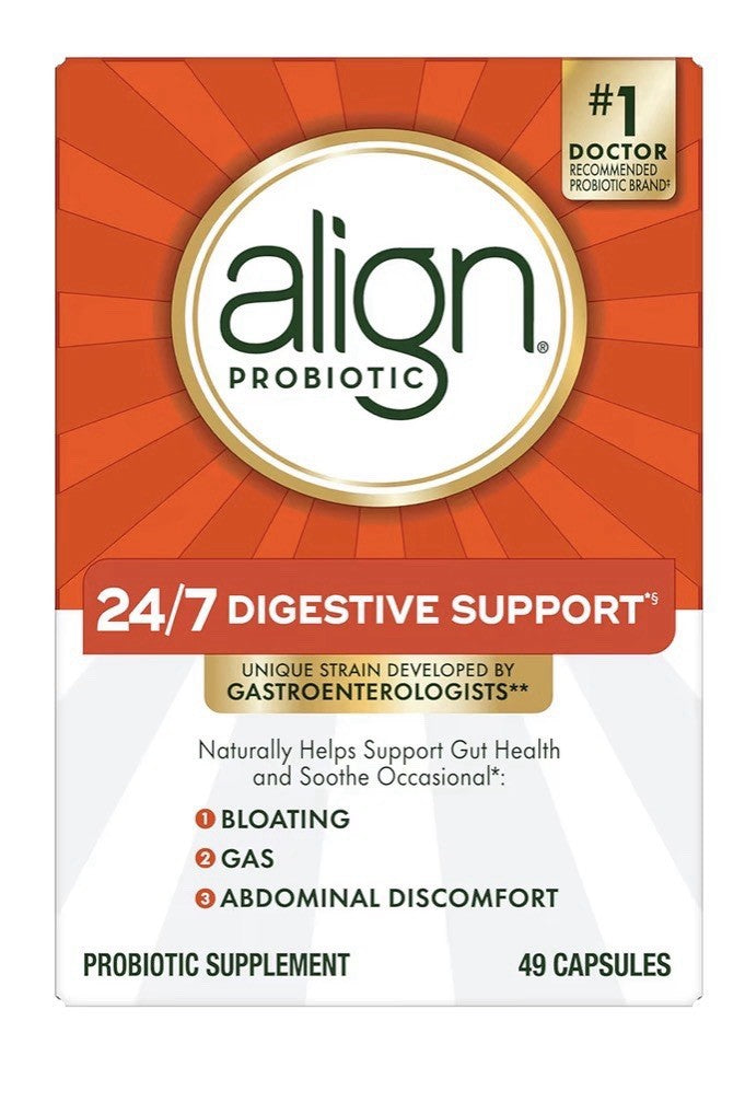 Align Probiotic 24/7 Digestive Support Bloating Gas Help for Women & Men 49caps