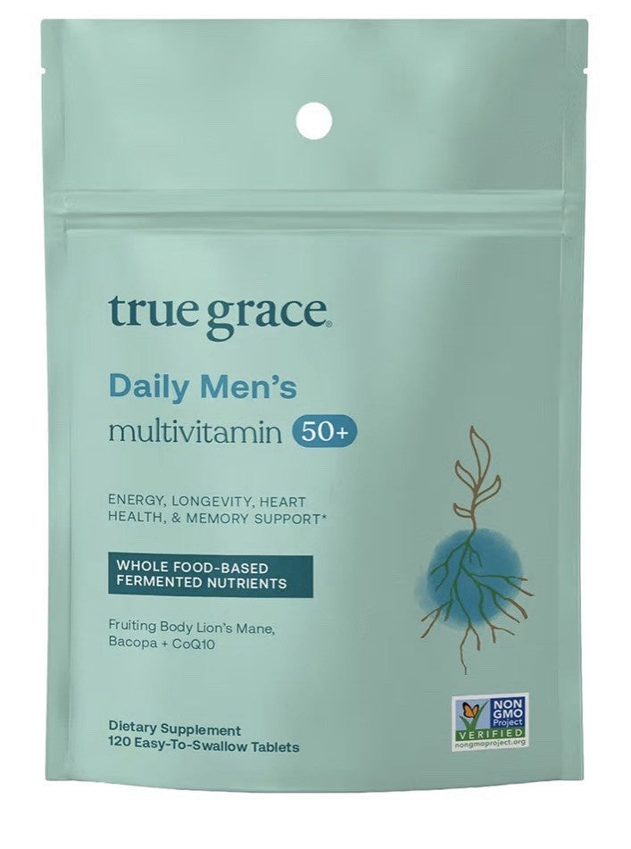 True Grace Daily Men Multivitamin 50+ Energy Longevity Heart Health Memory 120Ta