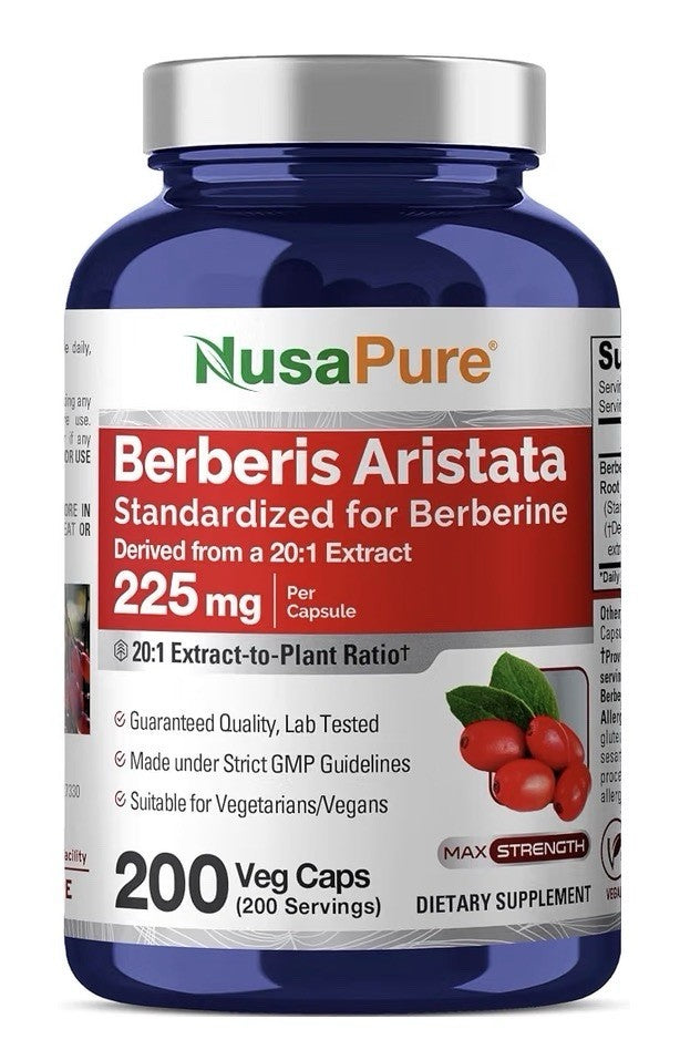 NusaPure Berberis Aristata 225mg Per Serving 200 Veg Capsules 200 Servings