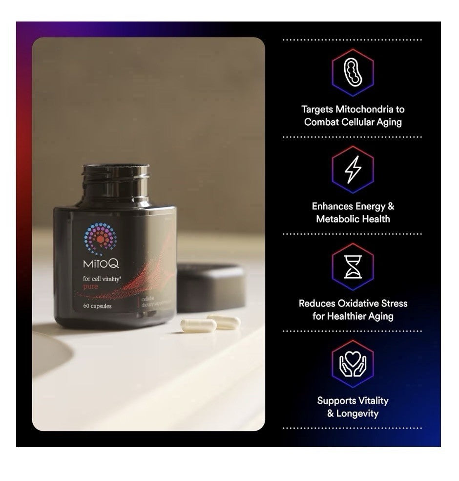 MitoQ For Cell Vitality Pure Cellular Dietary Supplement Metabolic Support 60cap