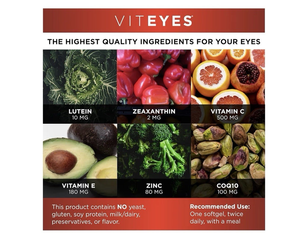 Viteyes AREDS 2 + CoQ10 Eye + Heart Health Eye Health Supplement 100 Softgels