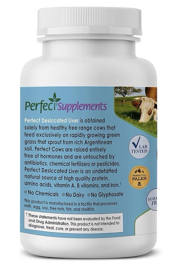 3 Pack Perfect Supplements Desiccated Beef Liver Capsules Grass Fed Supplement