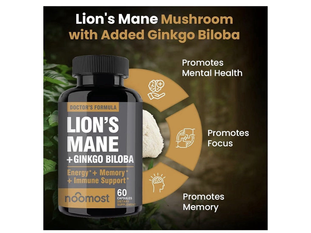 NooMost Lions Mane Mushroom Supplement 540mg Energy Memory Immune Support 60caps