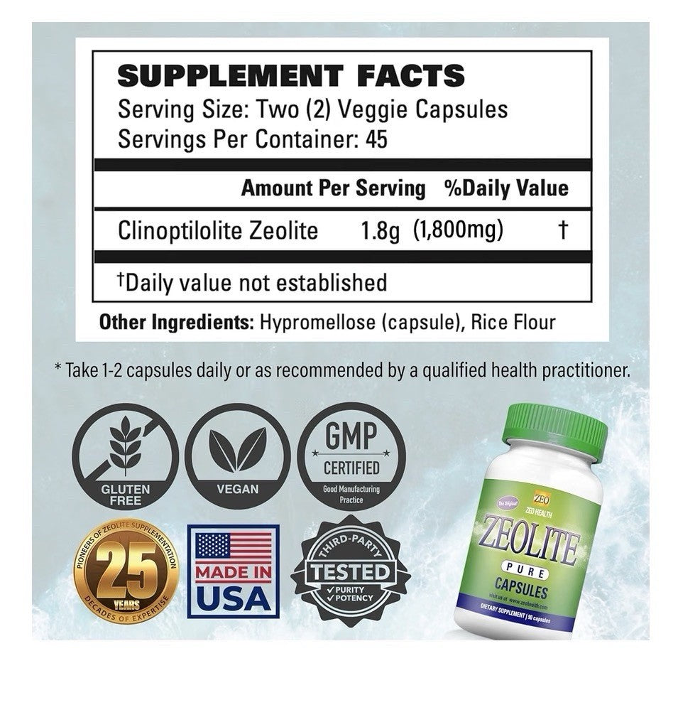 Zeo Health Zeolite Pure Capsules Zeolite Detox Full Body Cleanse 90 Capsules