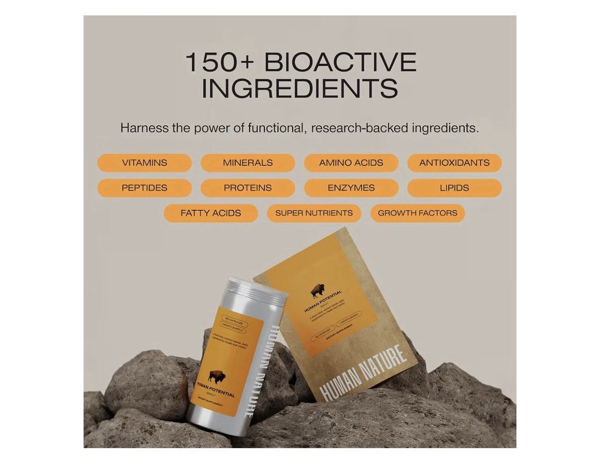 Human Nature Human Potential Wild Grass Fed Bison Organ Supplement Vitality 180c